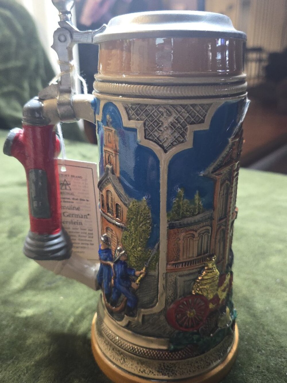Thewalt German Beer Stein Firefighter Fire Brigade Limited Edition Pewter Lid